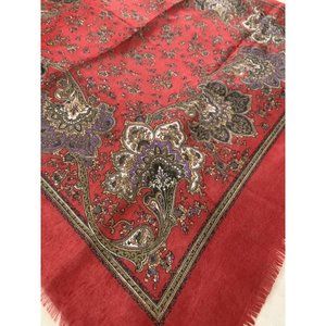 Vtg JP Collections Women's Scarf 30"x30" Red, Gold, Purple, Paisley Floral Italy